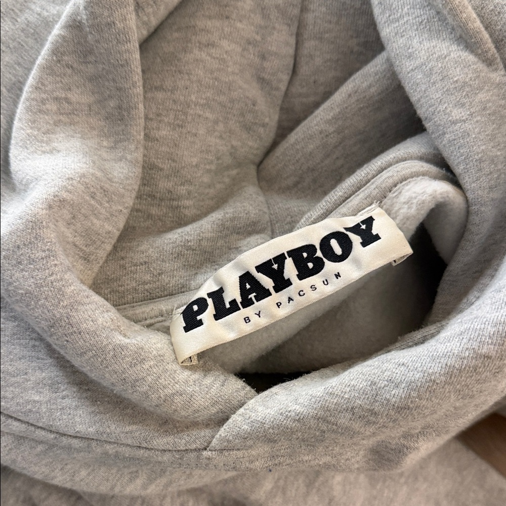 PLAYBOY Light Gray Hoodie with Yellow Logo - Picture 2 of 3
